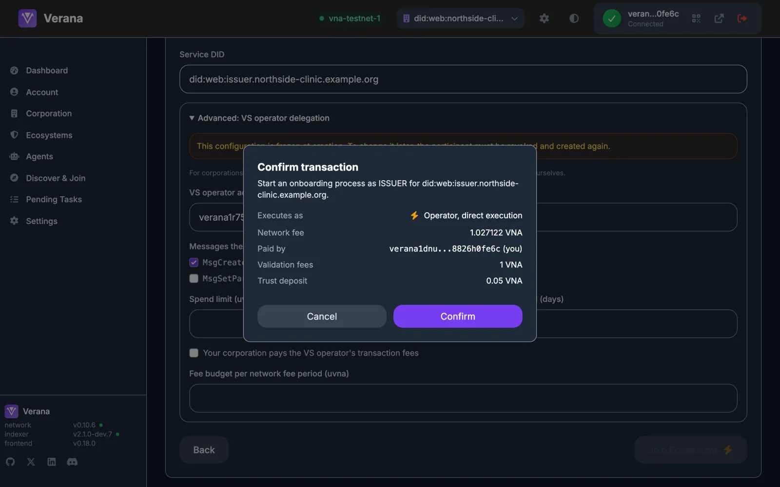 The confirmation dialog of an onboarding process start