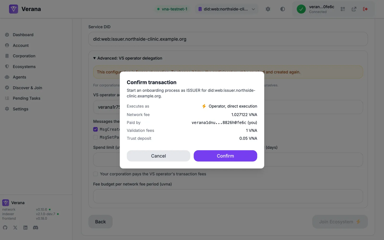 The confirmation dialog of an onboarding process start